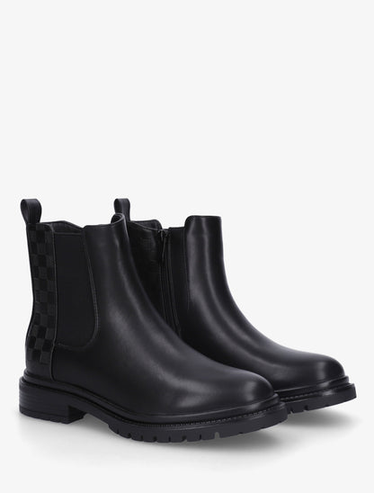 Bottines montantes à contrefort à motif damier - Noir - 4
