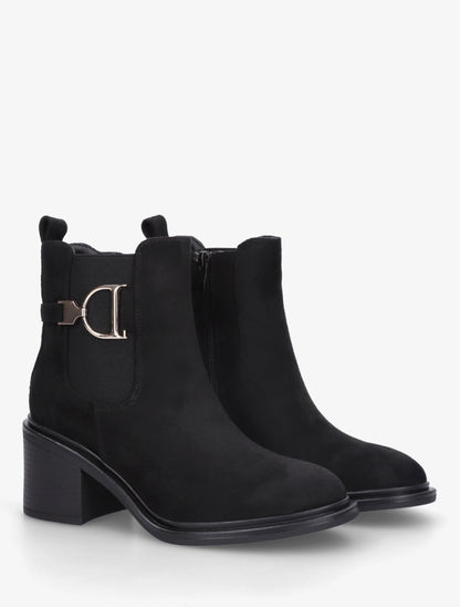 Bottines en suédine à boucle décorative - Noir - 4