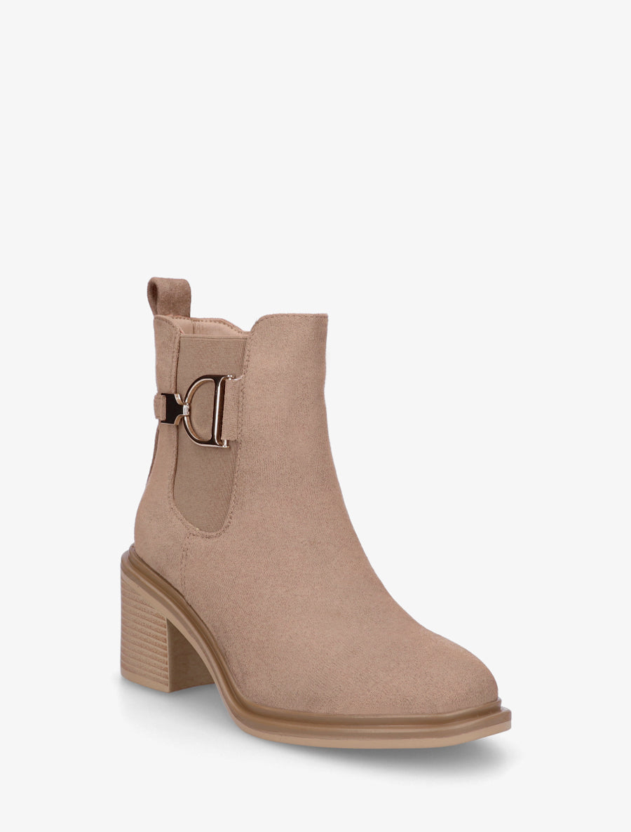 Bottines en suédine à boucle décorative - Taupe - 2