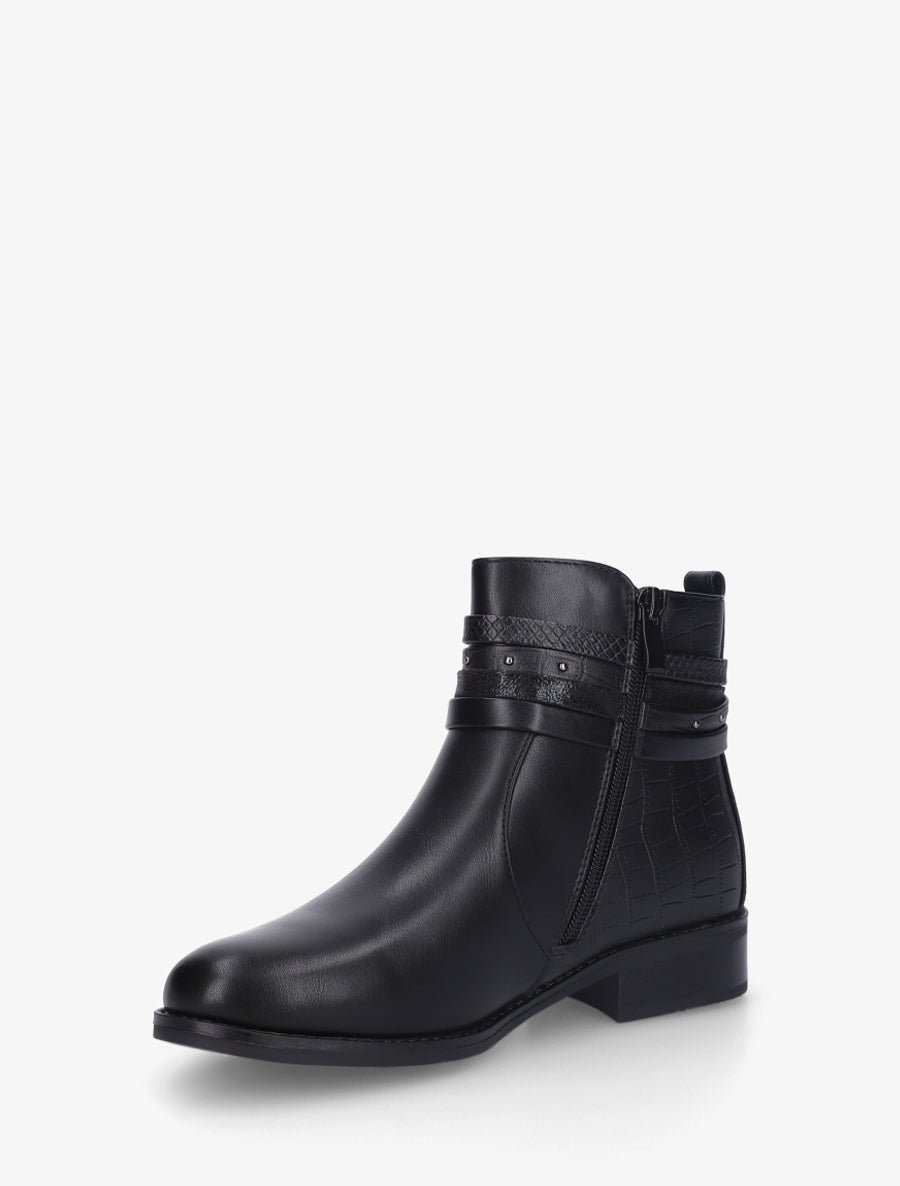 Bottines en simili à 4 brides - Noir - 3