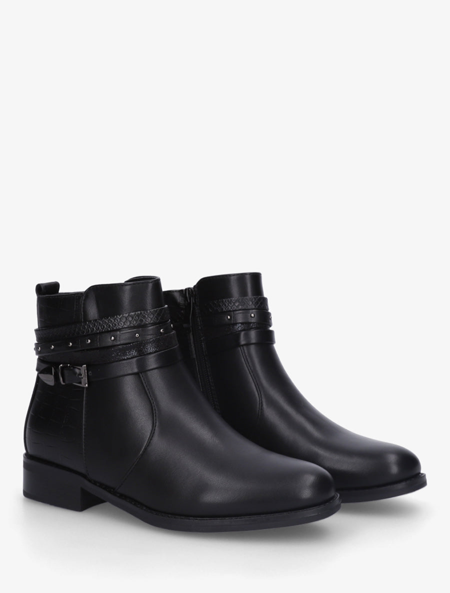 Bottines en simili à 4 brides - Noir - 4