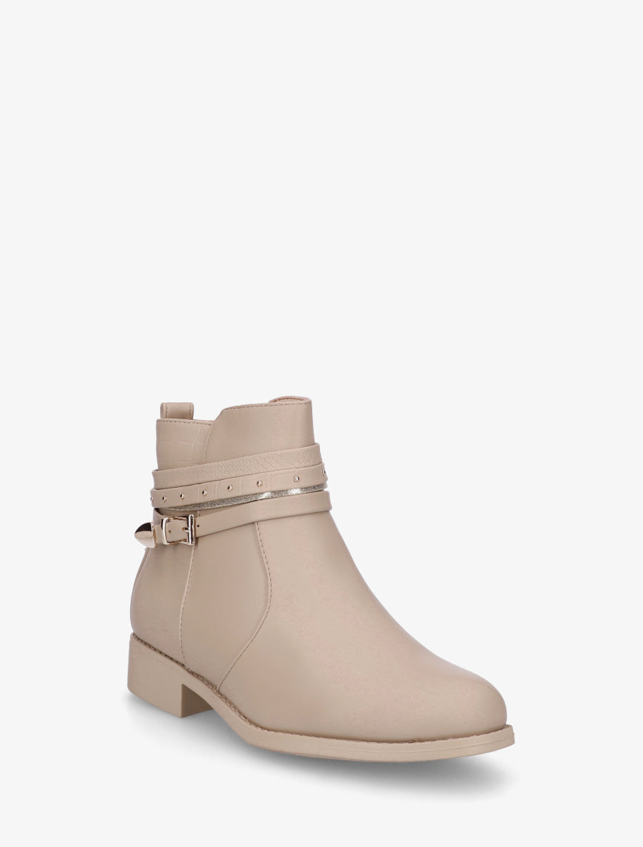 Bottines en simili à 4 brides - Taupe - 2