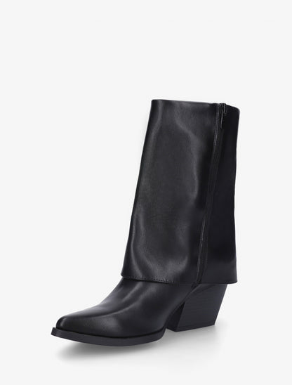 Bottines à revers et surpiqûres - Noir - 3