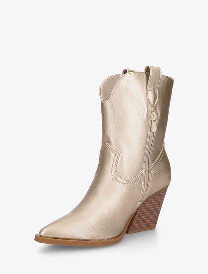 Bottines à talon bottier en simili - Or - 3