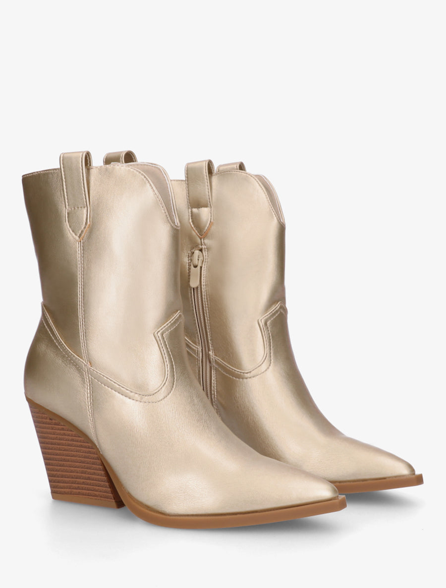 Bottines à talon bottier en simili - Or - 4