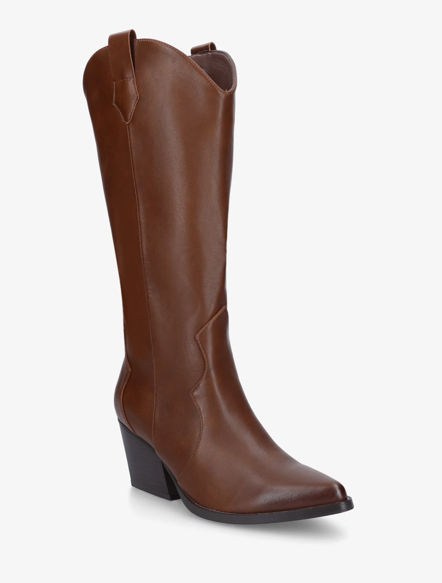 Bottes style santiags en simili - Camel - 2