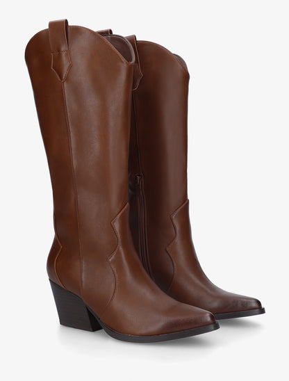 Bottes style santiags en simili - Camel - 4