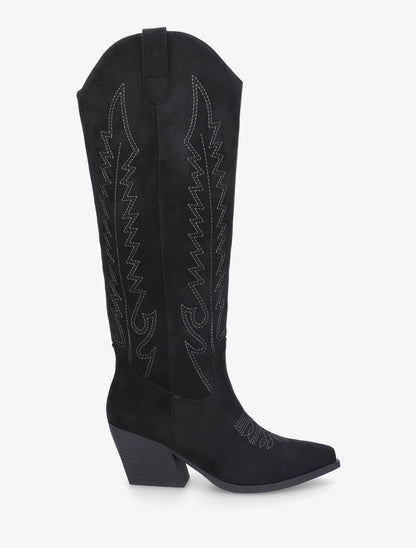 Bottes brodées style santiags - Noir - 1