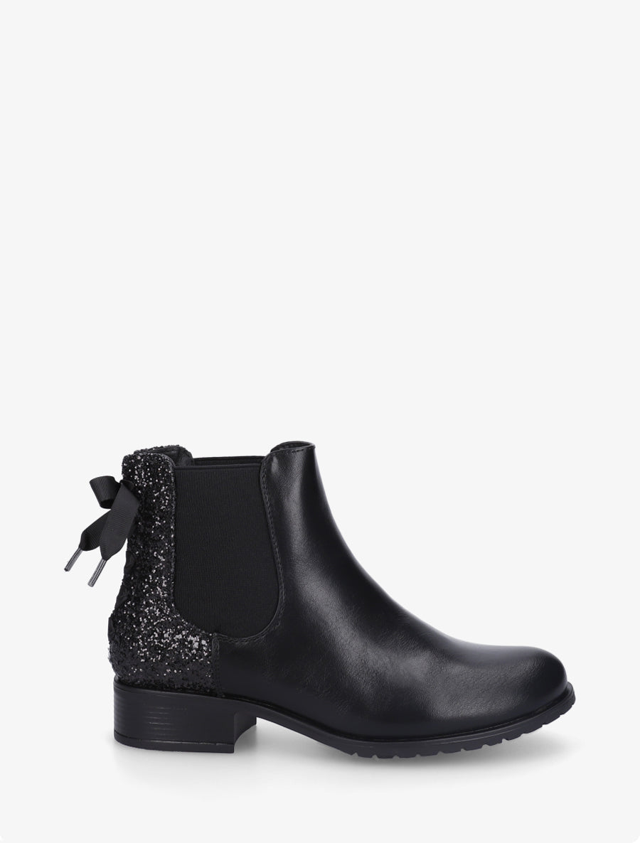 Bottines élastiquées à ruban style lacet - Noir - 1