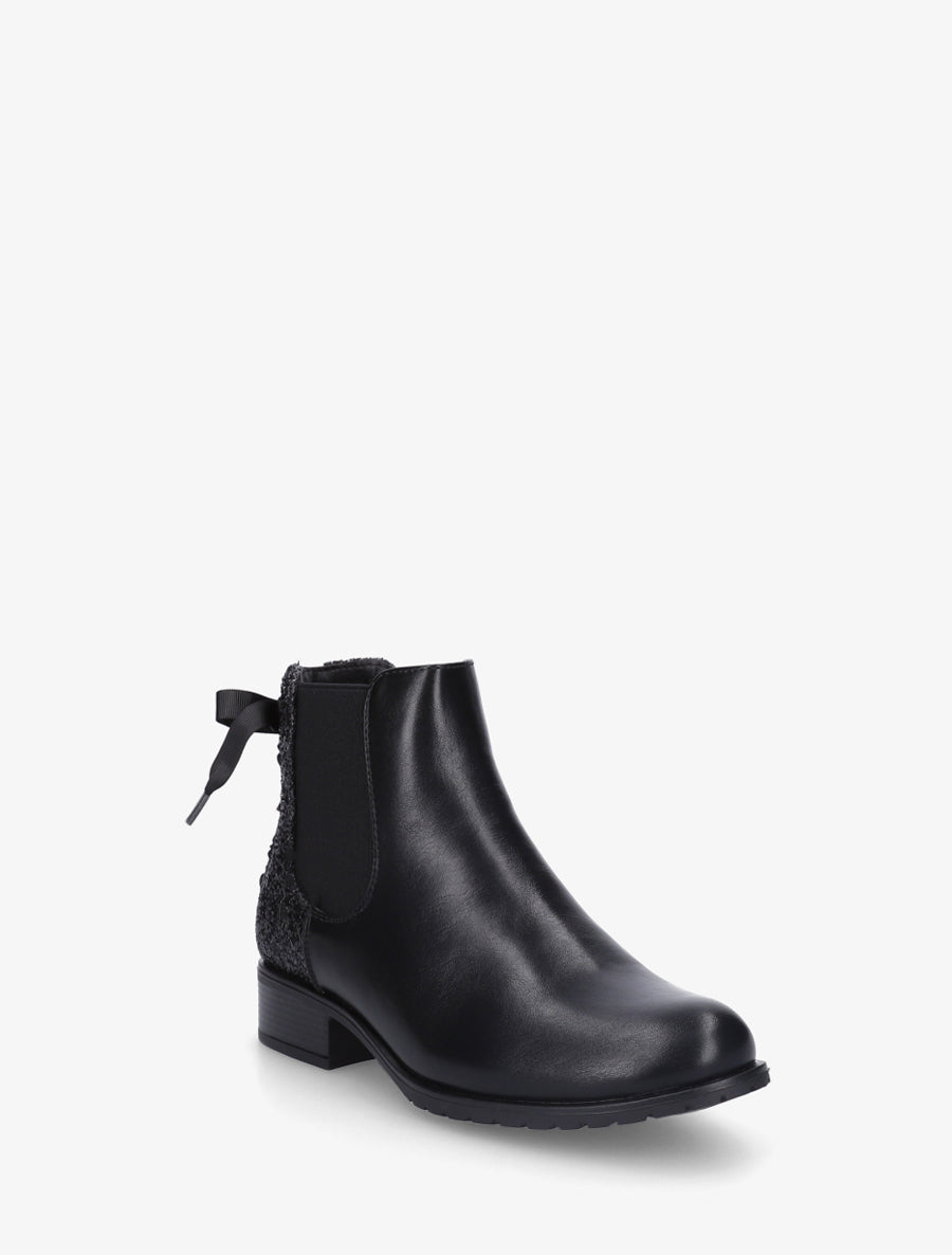 Bottines élastiquées à ruban style lacet - Noir - 2
