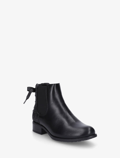Bottines élastiquées à ruban style lacet - Noir - 2