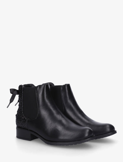 Bottines élastiquées à ruban style lacet - Noir - 4