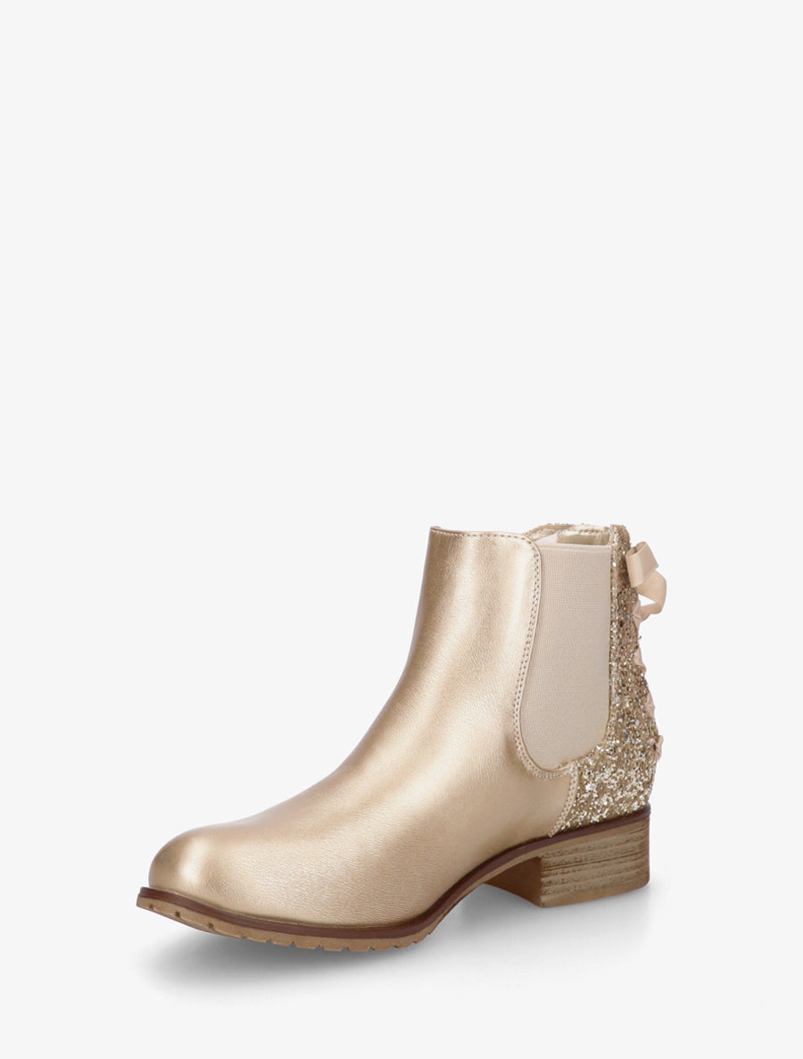 Bottines élastiquées à ruban style lacet - Or - 3