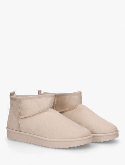 Boots basses fourrées en suédine - Beige - 4