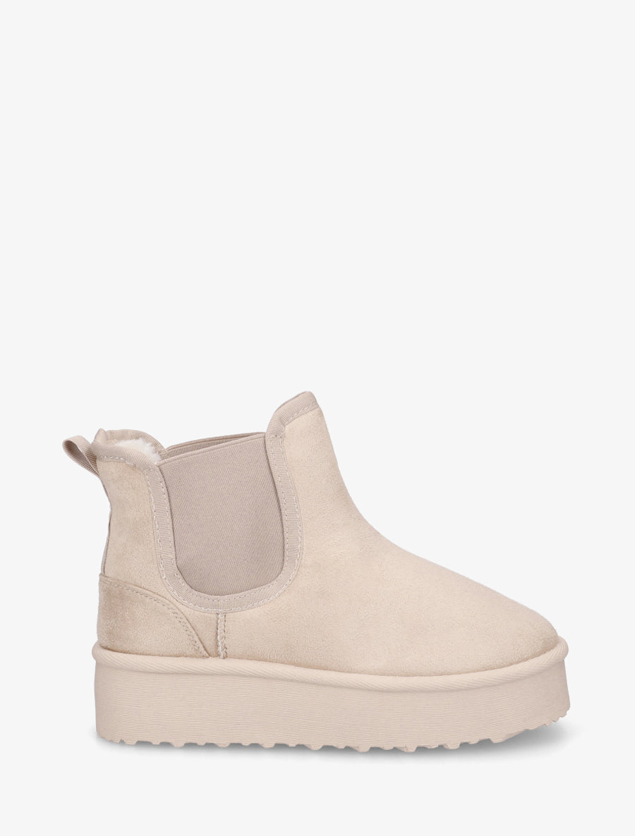 Bottines élastiquées en suédine - Beige - 1