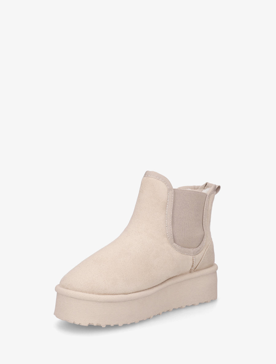 Bottines élastiquées en suédine - Beige - 3