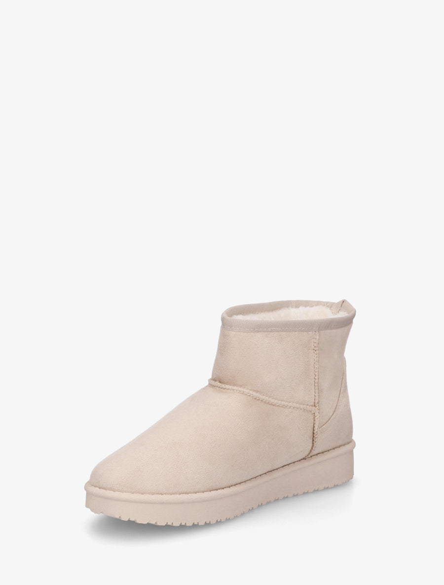 Low boots unies en suédine - Beige - 3