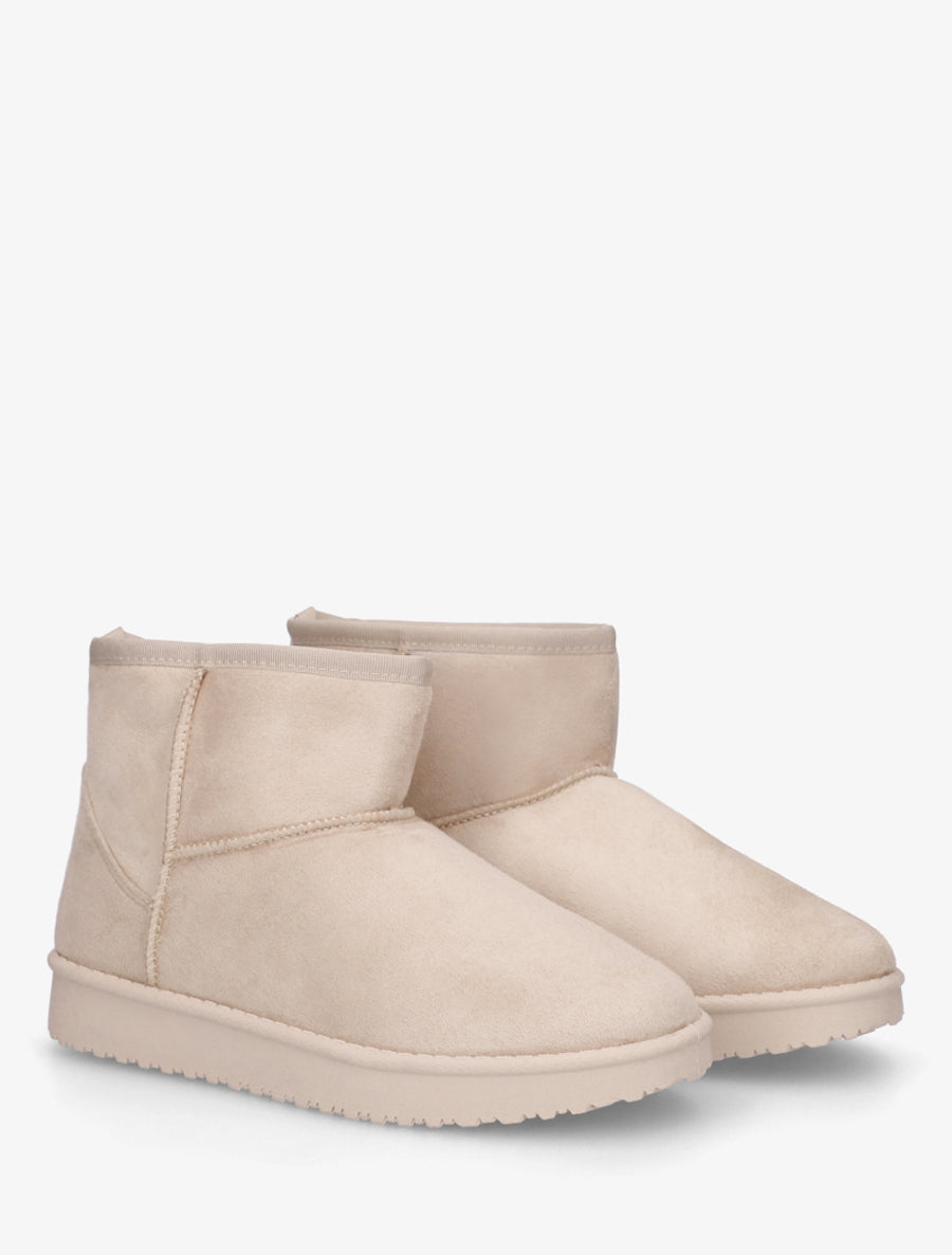 Low boots unies en suédine - Beige - 4