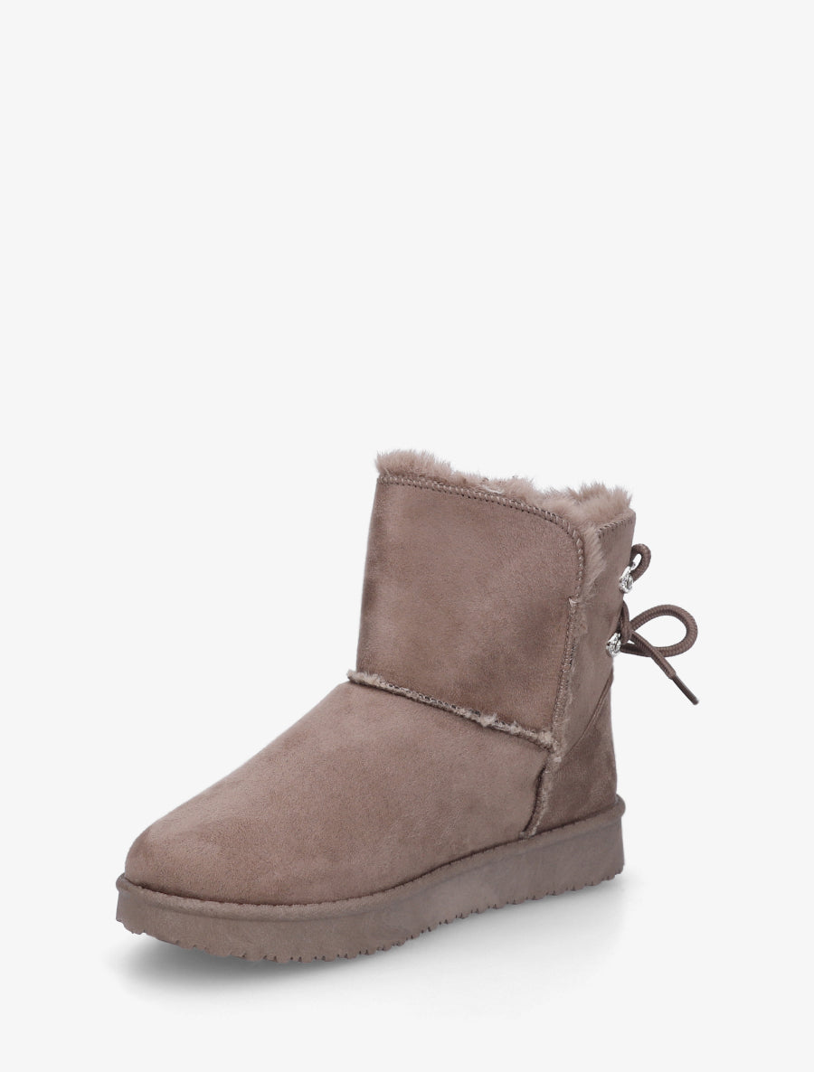 Bottines en suédine à strass - Taupe - 3