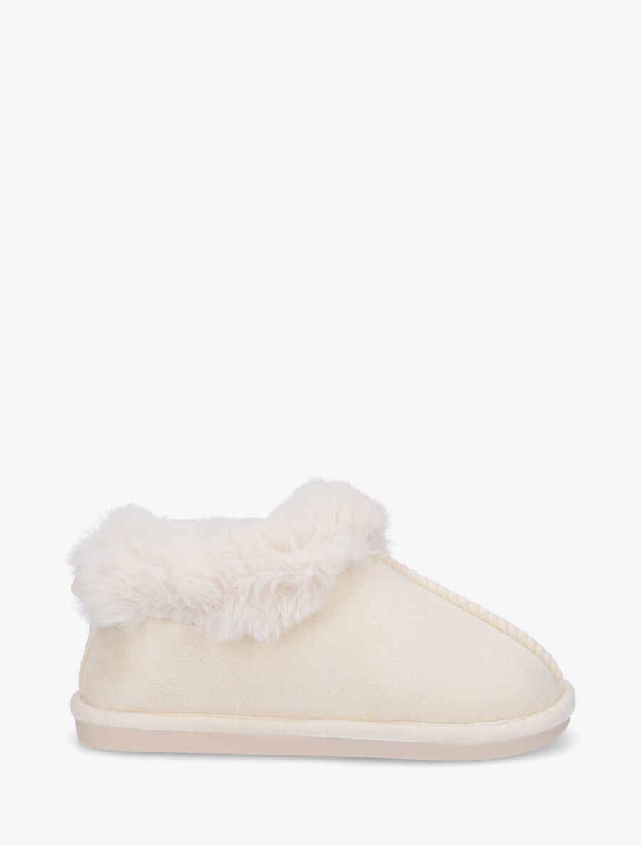 Mules en suédine fourrées - Beige - 1