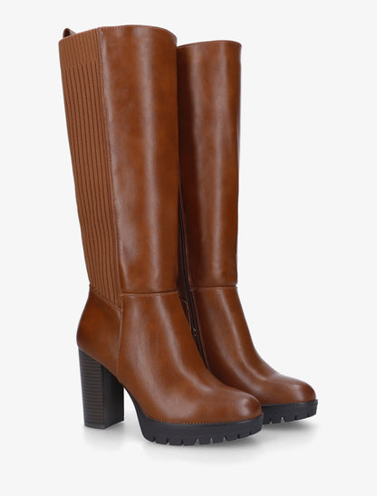 Bottes à talon et semelle crantée - Camel - 4