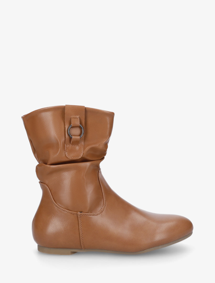 Bottines montantes effet froncé - Camel - 1