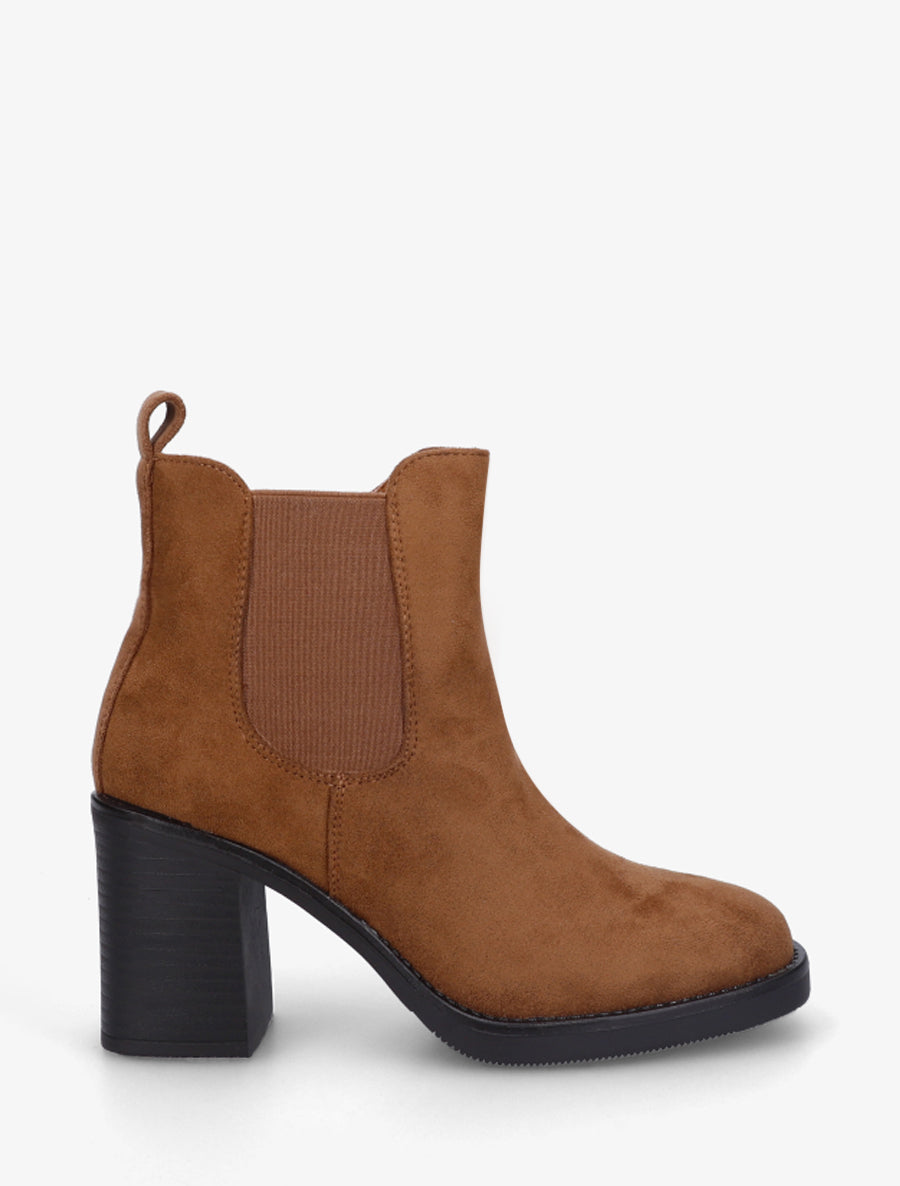 Bottines élastiquées en suédine - Camel - 1