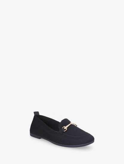 Mocassins en maille à boucle décorative - Noir - 2