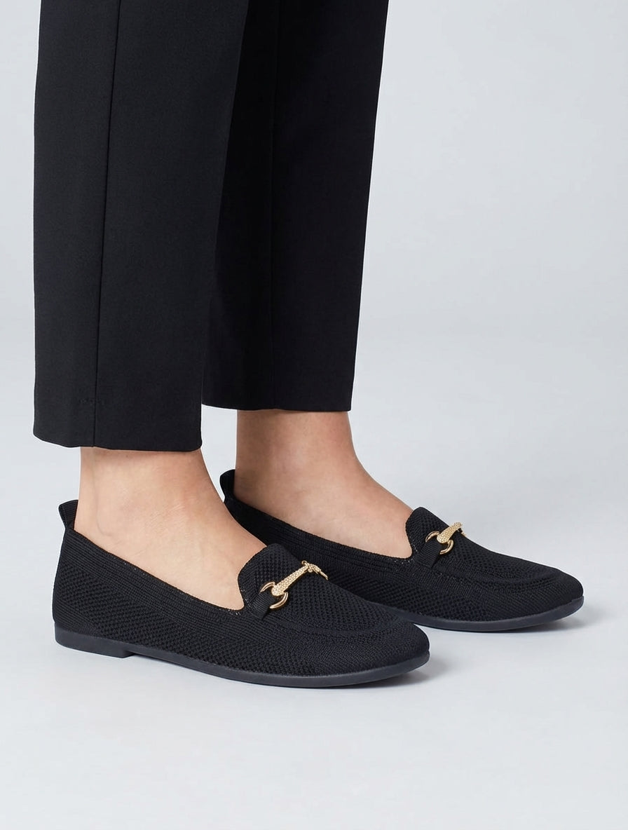 Mocassins en maille à boucle métallique - Noir