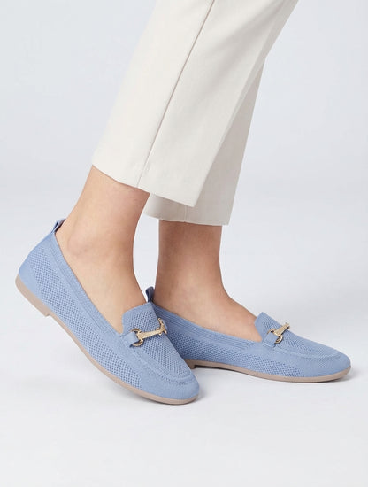 Mocassins en maille à boucle métallique - Bleu ciel