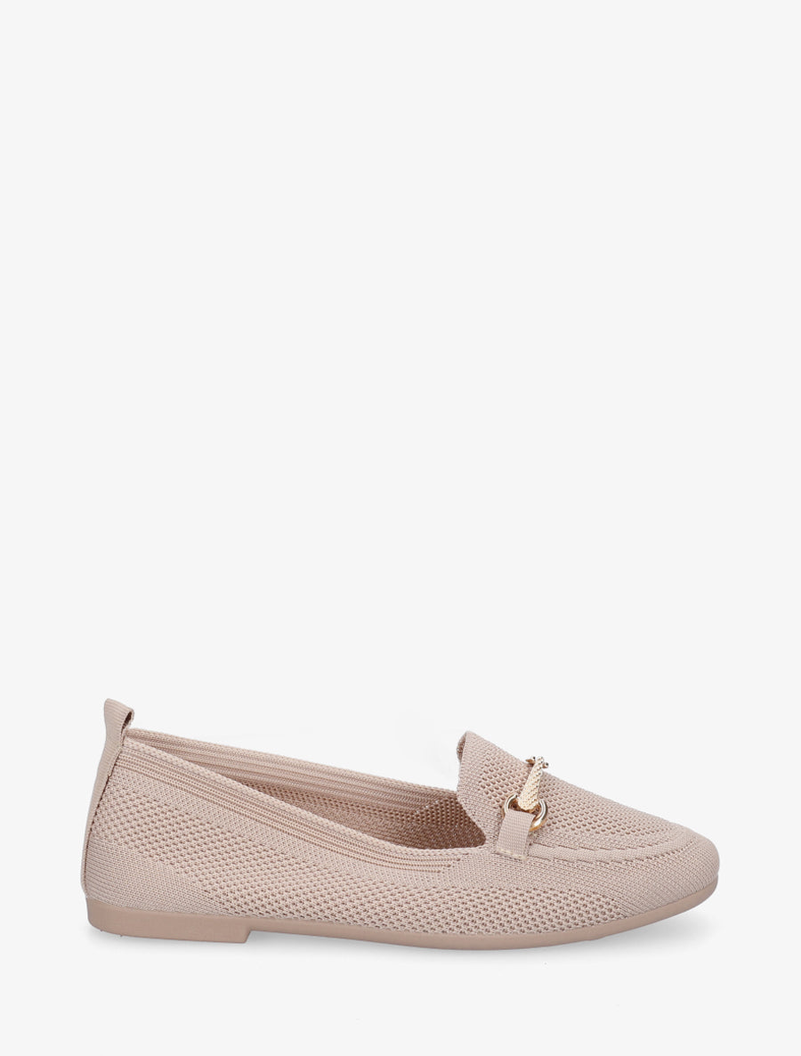 Mocassins en maille à boucle décorative - Taupe - 1