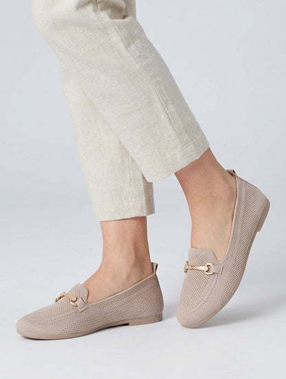 Mocassins en maille avec boucle - Taupe