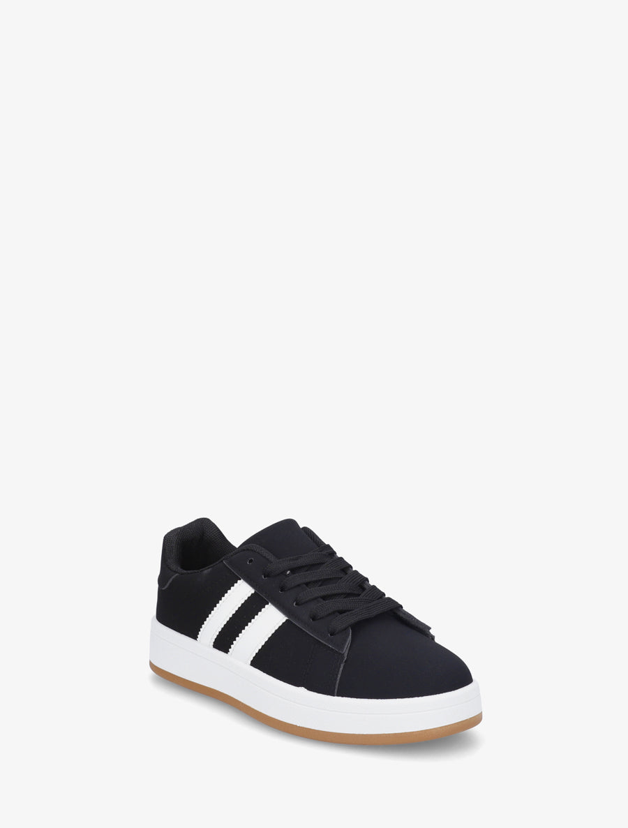 Sneakers effet nubuck à bandes contrastantes - Noir - 2