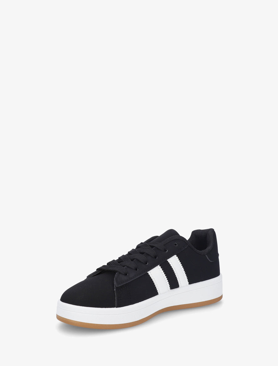 Sneakers effet nubuck à bandes contrastantes - Noir - 3