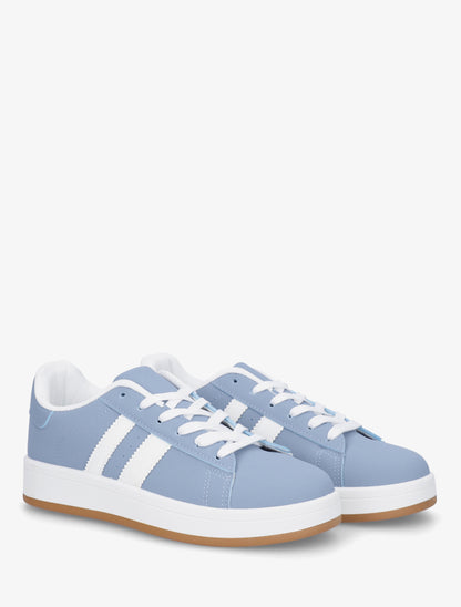 Sneakers effet nubuck à bandes contrastantes - Bleu - 4