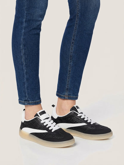 Baskets effet tressé bout rond - Noir