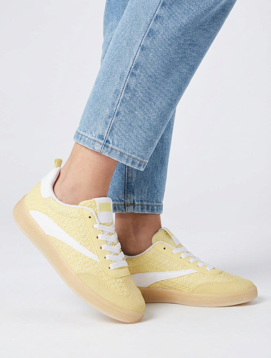 Baskets effet nubuck tressé - Jaune