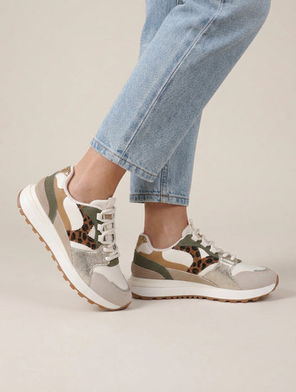 Baskets plateforme imprimé léopard - Beige