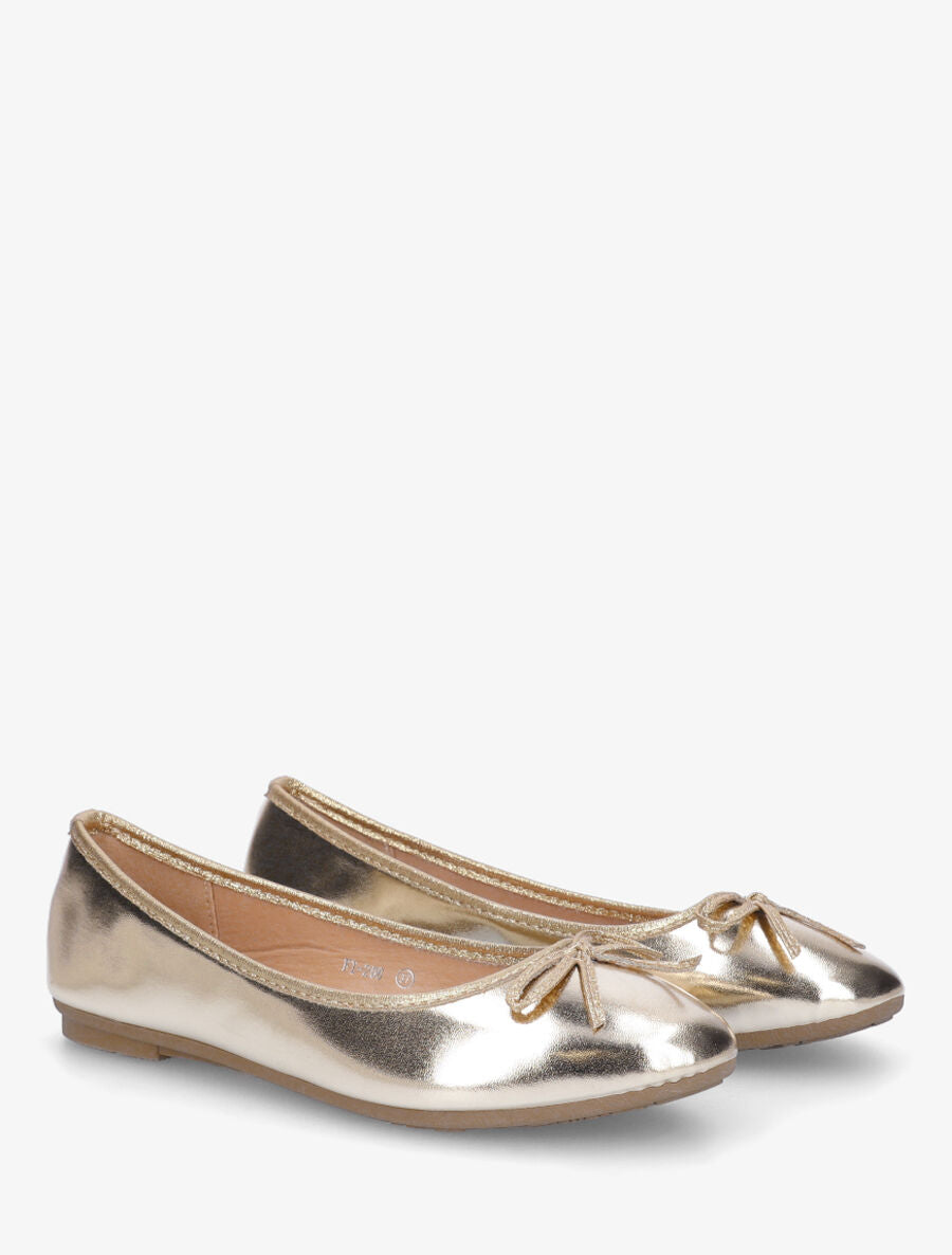 Ballerines en simili nacré noeud irisé - Or - 4