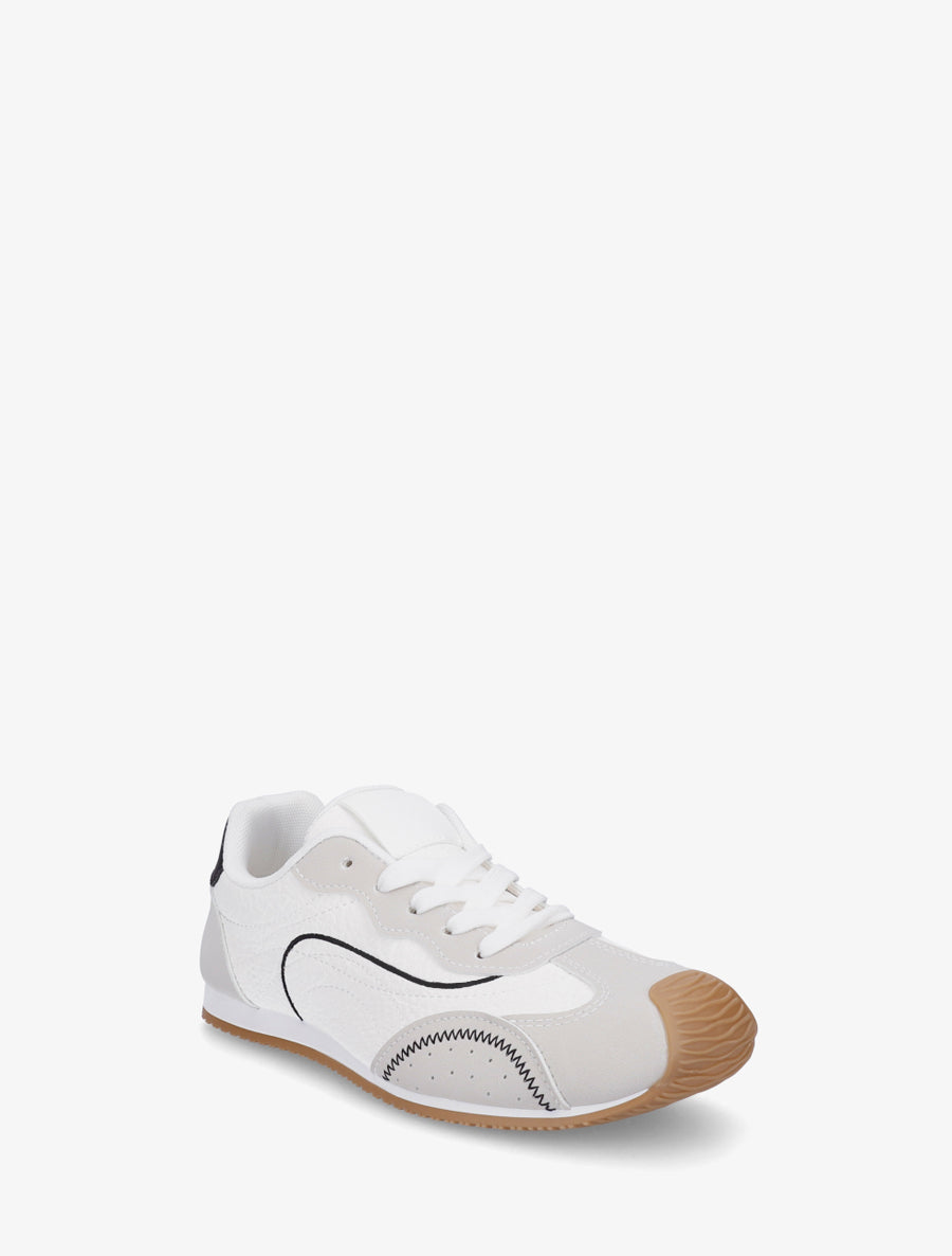 Sneakers texturés effet nubuck - Blanc - 2