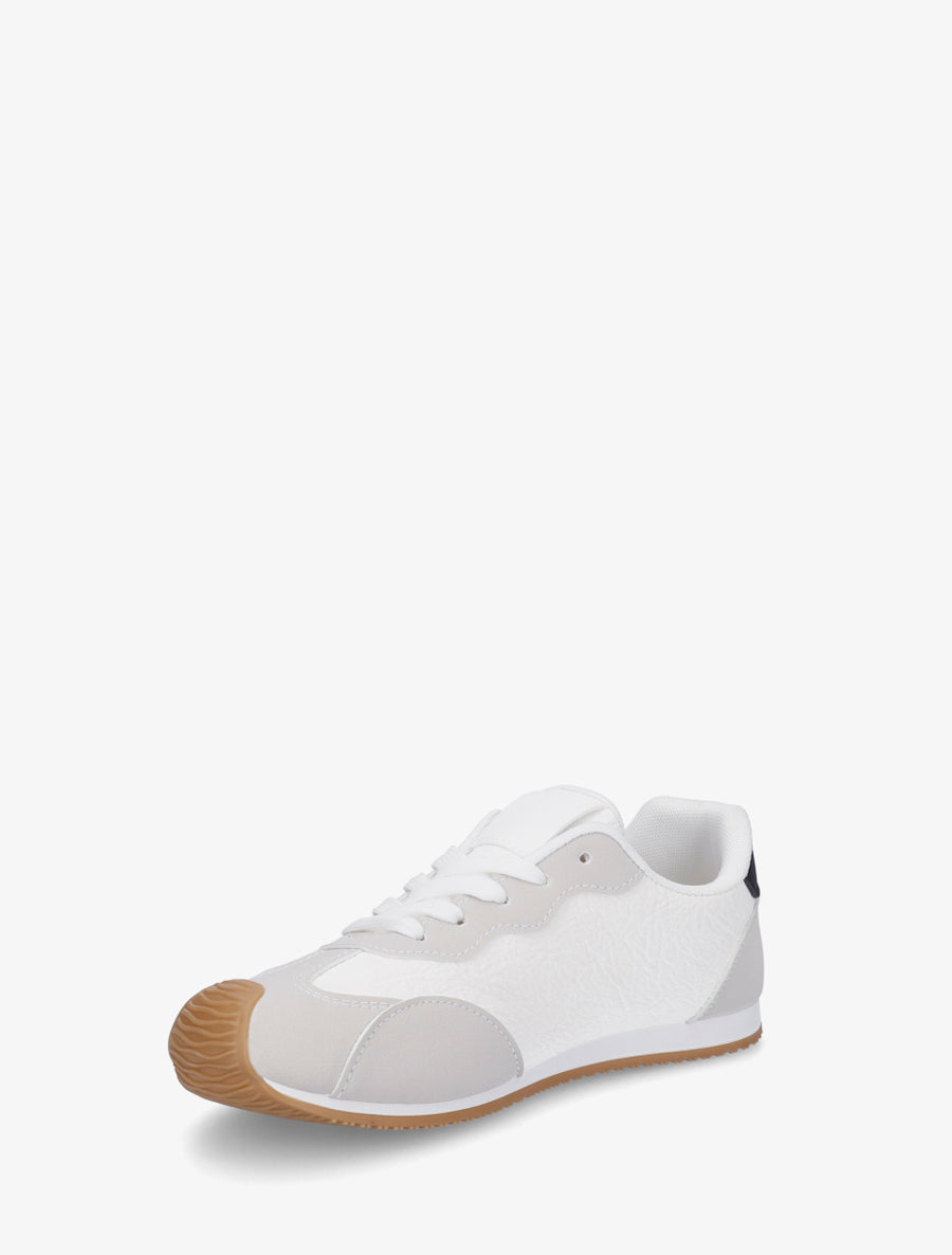 Sneakers texturés effet nubuck - Blanc - 3