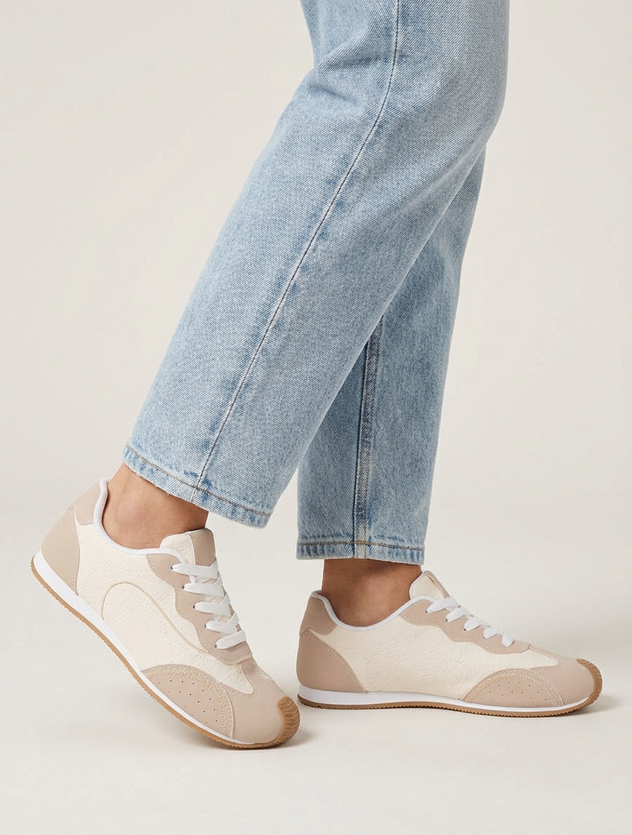 Sneakers texturés effet nubuck - Beige