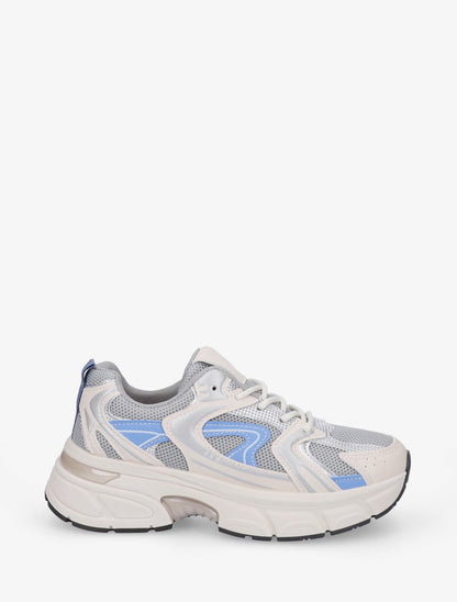 Baskets style running en toile - Gris - 1