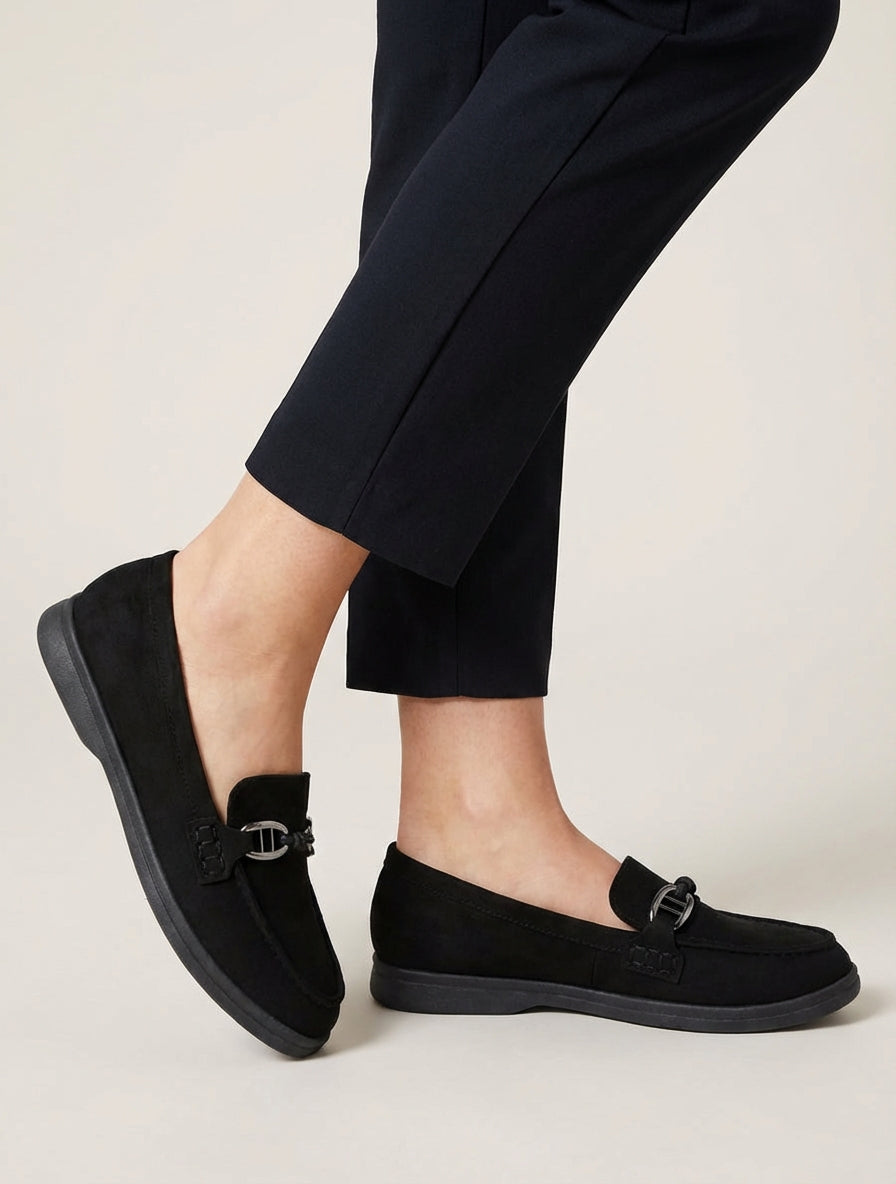 Mocassins en suédine à semelle plate - Noir