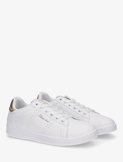 Baskets en simili à inscription brodée - Or - 4