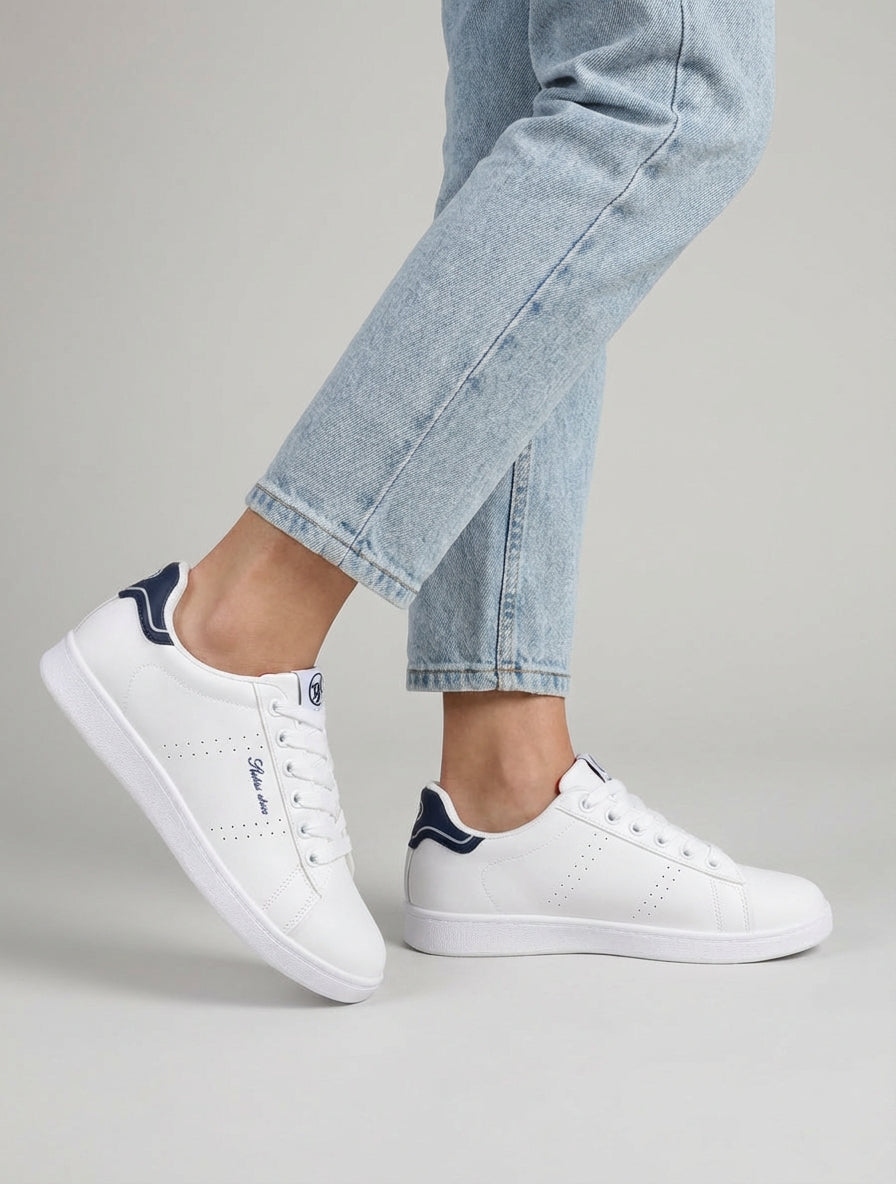 Baskets en simili à bouts ronds - Marine