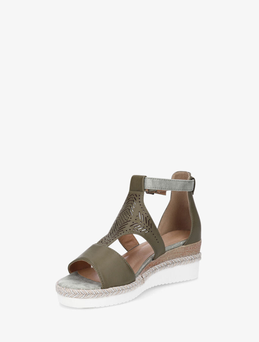 Sandales compensées et ajourée - Kaki - 3