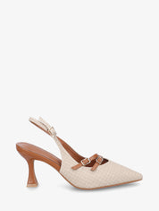 Escarpins en simili texturé à talon - Beige clair - 1