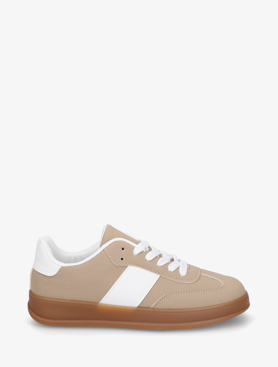 Sneakers unies à semelle caoutchouc - Taupe - 1