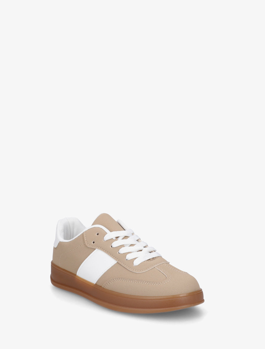Sneakers unies à semelle caoutchouc - Taupe - 2